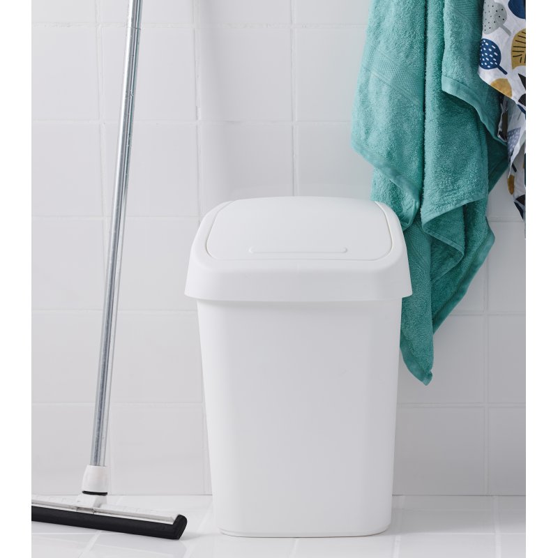 Orthex poubelle avec couvercle articulé, 10 litres, blanc, PP